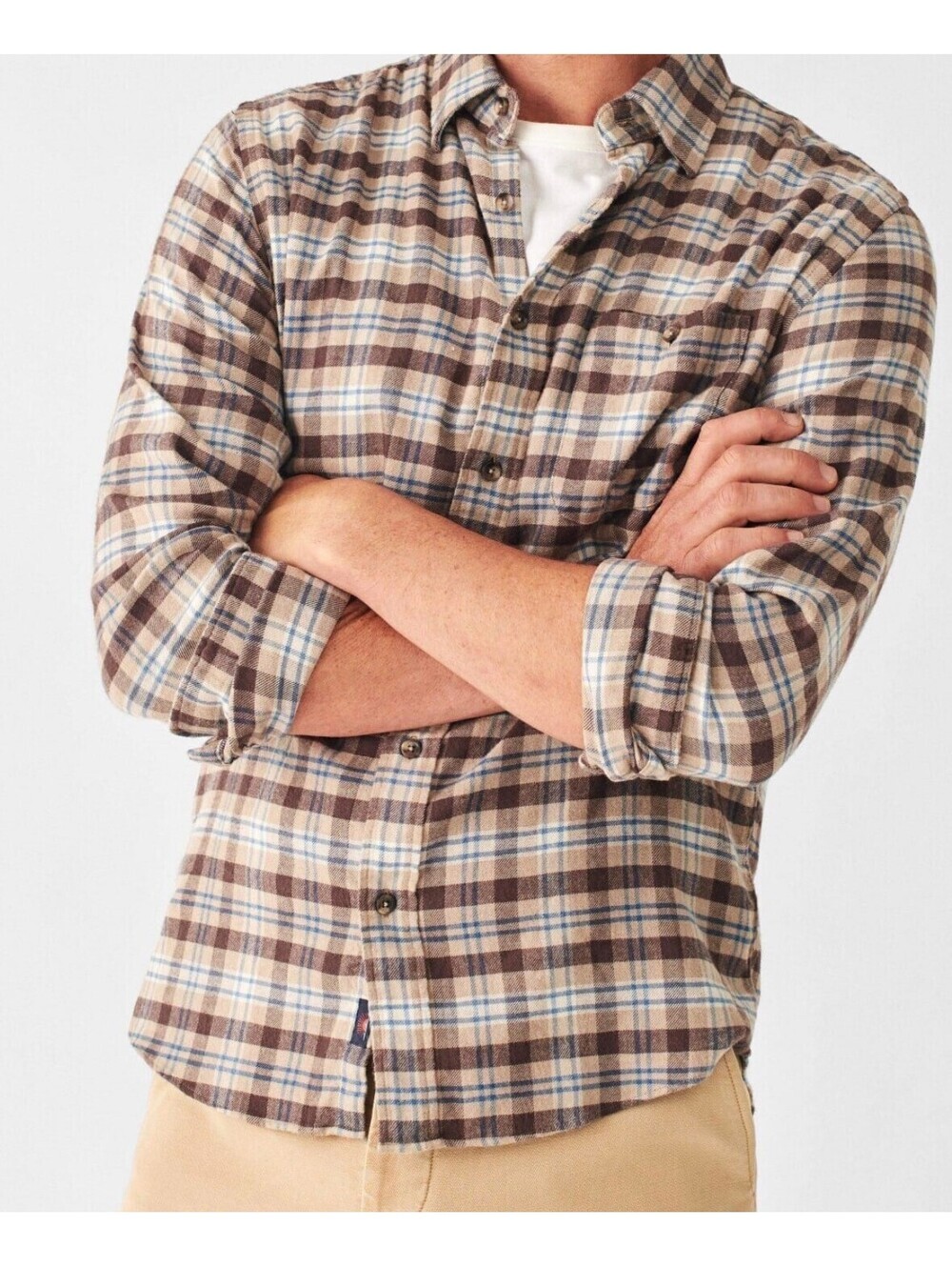 Faherty The Movement Flannel Button Up Shirt In Brown - Men's XXL